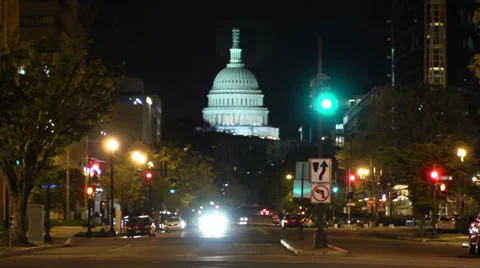 Washington DC at night, time lapse Stock Footage 32935494