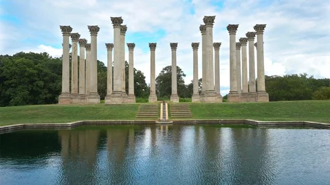 Washington DC - Original Capitol Columns At The National Arboretum Stock Footage 113478887
