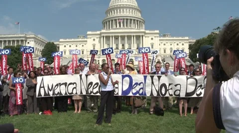 Washington DC Protestors outside Capital Stock Footage 8577116
