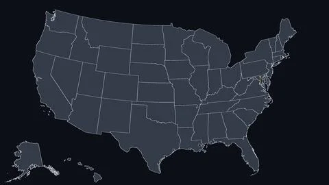 Washington DC Raised in 3D on US Election Map Teal and Amber Highlight, Black Stock Illustration