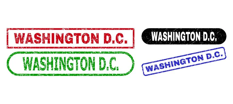 WASHINGTON D.C. Rectangle Watermarks with Corroded Texture Illustrazione stock