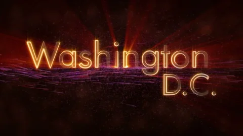 Washington D.C. - Shiny looping city name text animation Stock Footage 99609991
