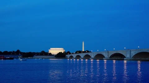 Washington DC Skyline At Night Stock Footage 305479294