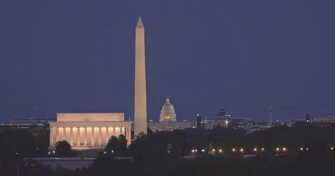 Washington, DC Skyline night pan Stock Footage 160745947