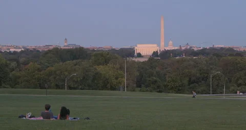 Washington, DC Skyline with people static shot Stock Footage 160745490