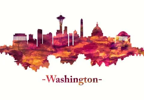 Washington DC skyline in red Stock Illustration
