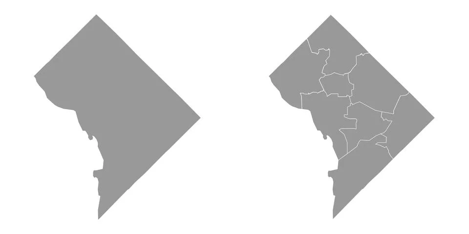 Washington DC state gray maps. Vector illustration. Stock Illustration