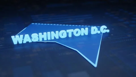 Washington D.C. State Map Geographic Outline Stock Footage 344749056