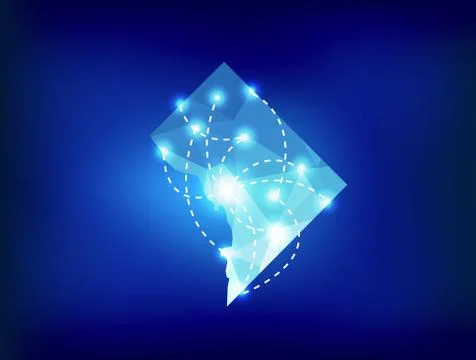 Washington, D.C. state map polygonal with spot lights places Stock Illustration