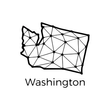 Washington DC state map polygonal illustration made of lines and dots, isolat Stock Illustration