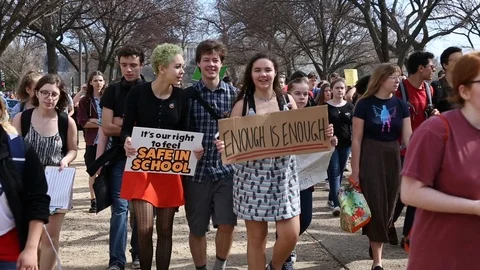   Washington DC Students Protest for Gun Control  Stock Footage 86181343
