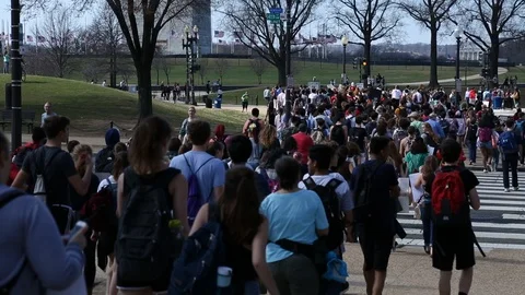   Washington DC Students Protest for Gun Control  Stock Footage 86181346