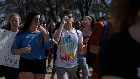   Washington DC Students Protest for Gun Control  Stock Footage 86181347