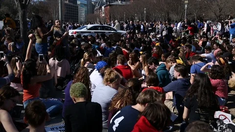   Washington DC Students Protest for Gun Control  Stock Footage 86181364