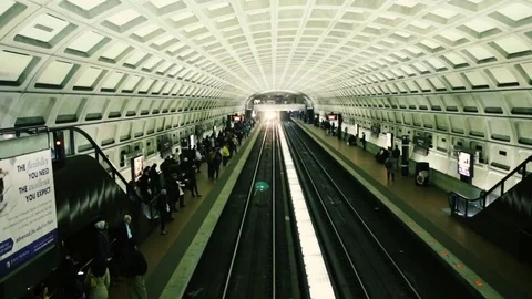 Washington D.C. Subway Approaching Stock Footage 76004794