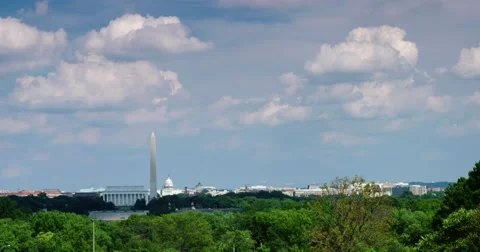 Washington DC Timelapse Framed Wide Left with Lincoln, Washington, US Capitol Vidéo 66517104