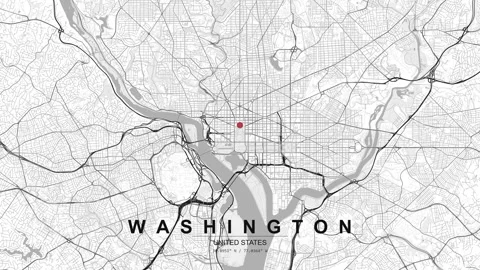 Washington DC United States map with red location pin Vidéo 333698070