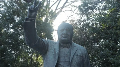 Washington, DC US - 2025, January 29: Statue of Winston Churchill, UK Embassy Stock Footage 300399936