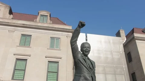 Washington, DC US - 2025, January 29: Statue of Nelson Mandela Stock Footage 300399943