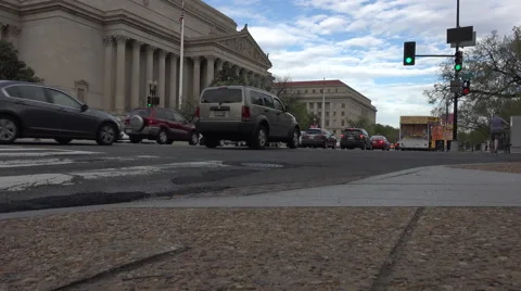 Washington DC US Archive Building road busy traffic 4K Stock Footage 49895215