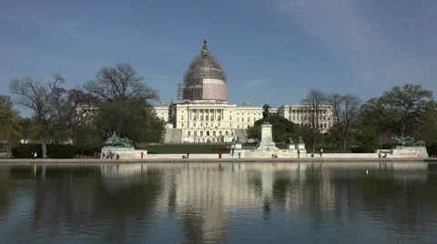 Washington DC US Capitol Building across water pool 4K 042 库存影片 49969125
