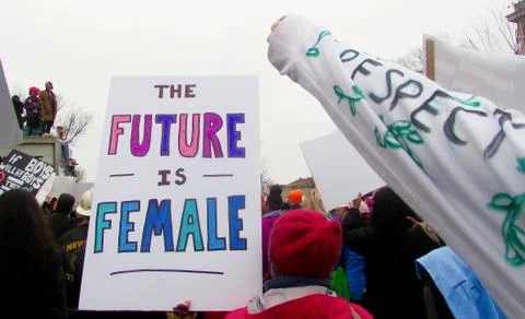 Washington DC USA 01/21/2017 activist --"Future is Female" sign at Women's March Stock Photos