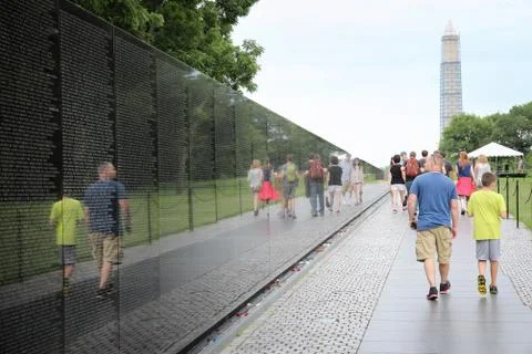 WASHINGTON DC, USA - JUNE 13, 2013: Vietnam Veterans Memorial visitors in Was Stock Photos