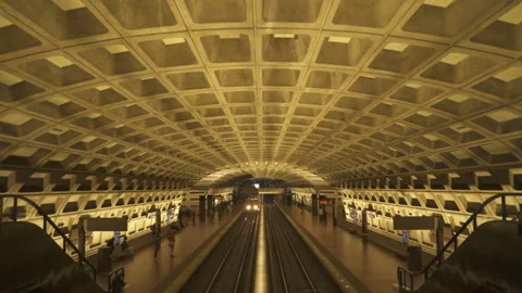 Washington DC, USA Metro System Subway Train Station Architecture Interior Stock Footage 167525882