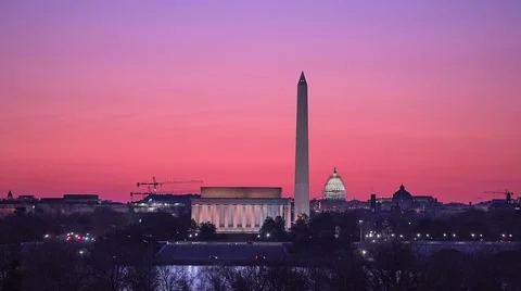 Washington DC, USA skyline and monuments. Stock Footage