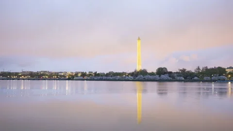 Washington DC Washington Monument Storm Day to Night Timelapse Video stock 157698672