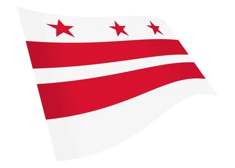 Washington DC waving flag 3d illustration isolated on white with clipping path Stock Illustration