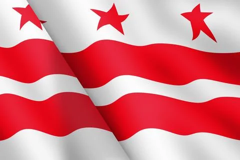 Washington DC waving flag 3d illustration wind ripple Stock Illustration