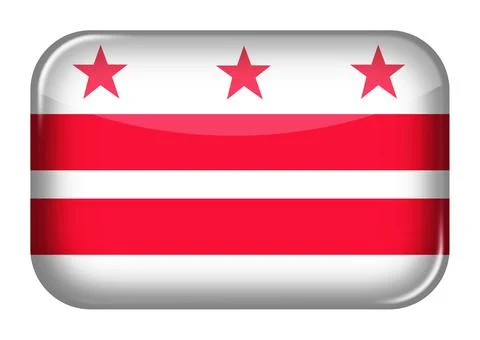 Washington DC web icon rectangle button with clipping path 3d illustration Stock Illustration
