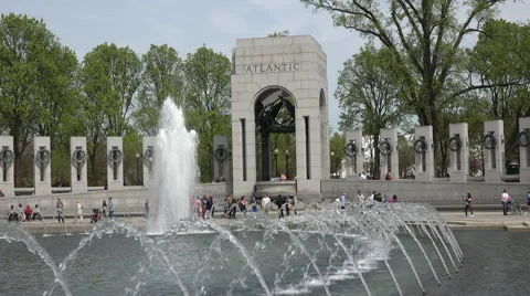 Washington DC World War II Memorial fountain tourism 4K 039 Stock-Footage 49977382