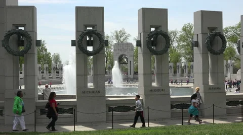 Washington DC World War II Memorial fountain states 4K 047 Stock Footage 49980738