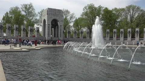 Washington DC World War II Memorial fountain Pacific to Atlantic 4K 041 Video stock 50001484