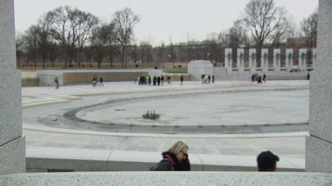 Washington DC World War II Memorial Stock Footage 123847636