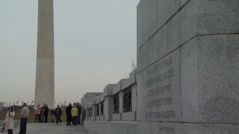 Washington DC World War II Memorial Stock Footage 123855029