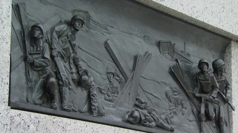 Washington DC World War II Memorial Stock Footage 123858636