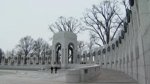 Washington DC World War II Memorial Stock Footage 123859403
