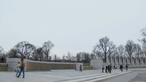 Washington DC World War II Memorial Stock Footage 123863430