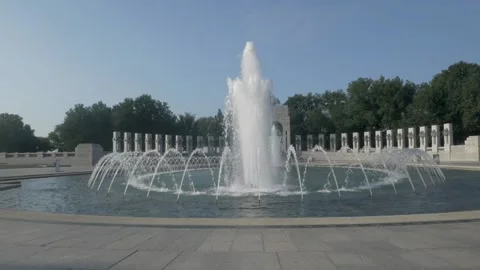 Washington DC World War II Memorial Fountain Pan Historic Park FHD 스톡 동영상 166330751