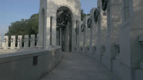Washington DC World War II Ramp walk Memorial Fountain Historic Park FHD 스톡 동영상 166330753