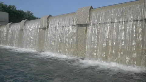 Washington DC World War II Memorial Waterfall Fountain Park FHD Stock Footage