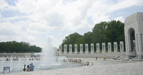 Washington DC World War Two Memorial Fountain Stock Footage 109557711
