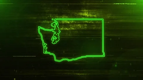 Washington Digital Futuristic Glitch Map Video stock 333773232