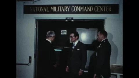 WASHINGTON, DISTRICT OF COLUMBIA - 1973: Command doorway - Military center entry Stock Footage 344496475