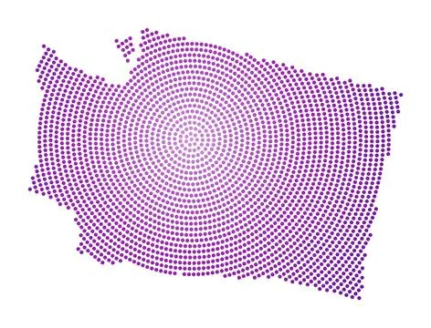 Washington dotted map. Digital style shape of Washington. Tech icon of the .. Stock Illustration