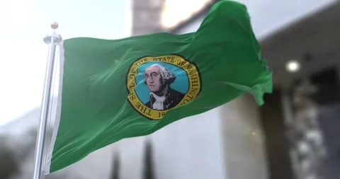 Washington flag waving-seamless-loop-4k-60fps Stock Footage 345427027