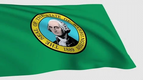 Washington flag waving on a transparent background Stock Footage 323639054